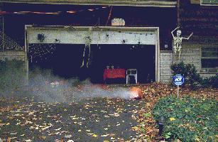 The inside of the garage was blacked out with black plastic