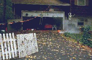 The garage made up for Halloween 2002