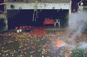 The kids had to come inside the spooky garage for candy